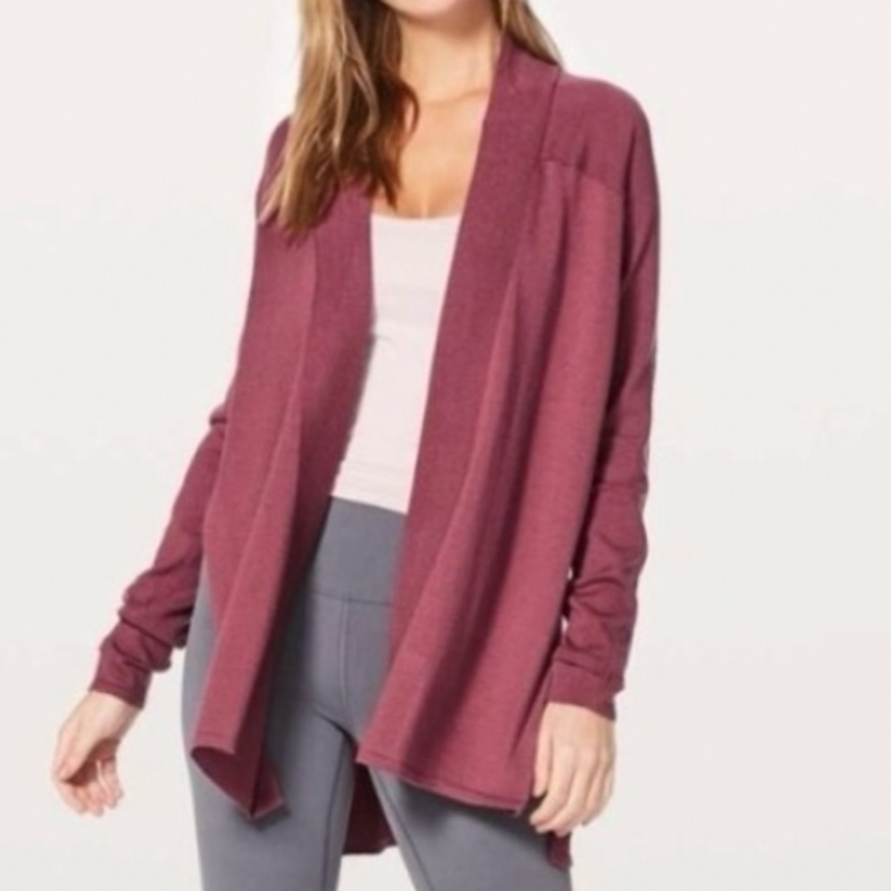 Lululemon Blissful Zen Merino Wool Open Front Cardigan Sweater Size 8 So Merlot